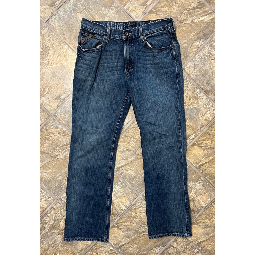 Ariat M4 Low Rise Bootcut Jeans Mens 33/34 Blue Denim Western Cowboy